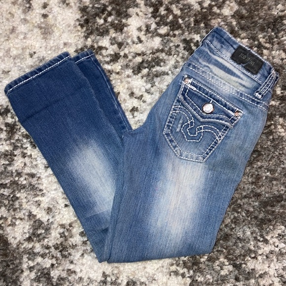 Zco Rhinestone Embellished Light Blue Distressed Jeans Size 3 - Picture 3 of 4